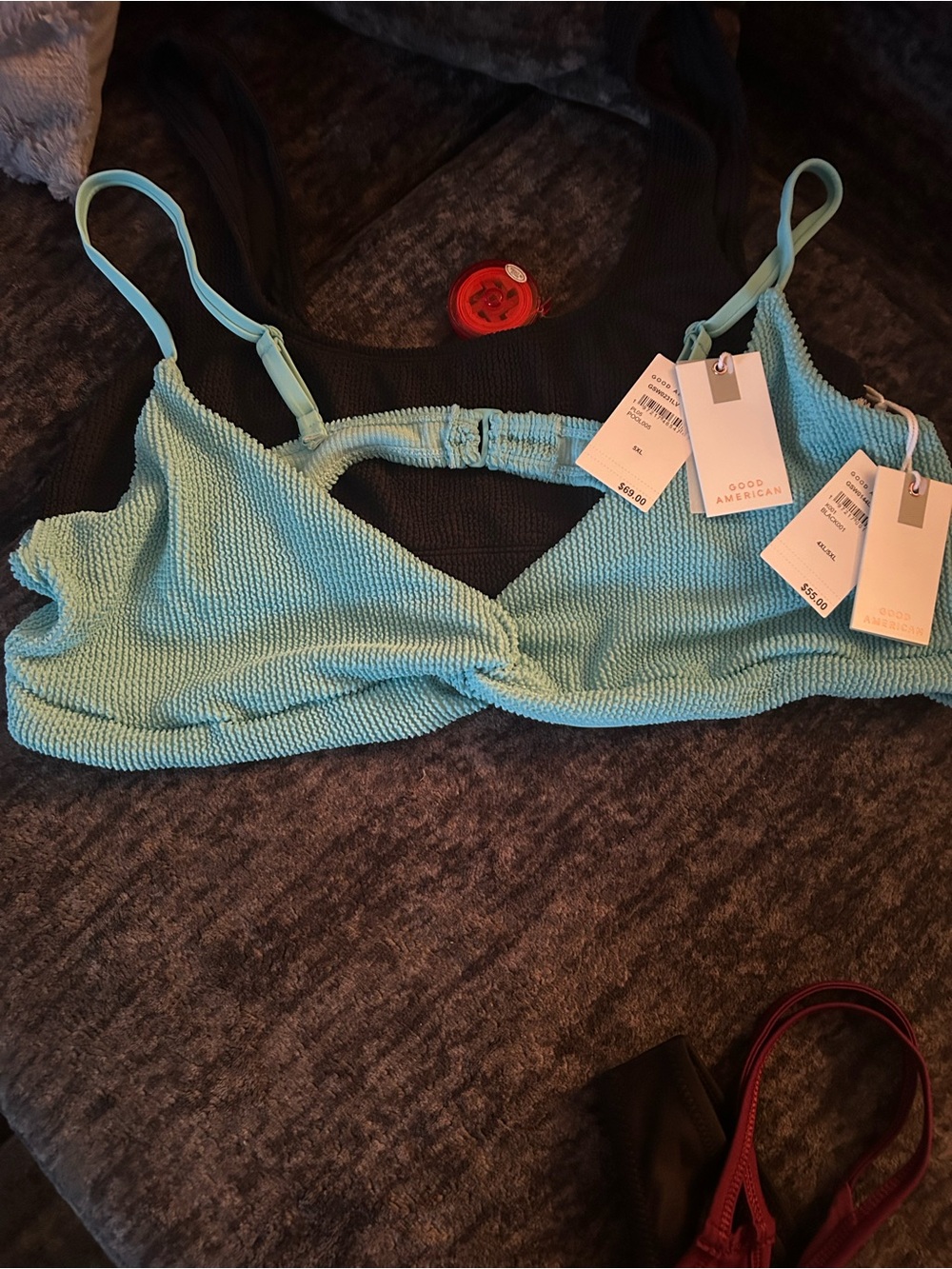 Good American 2 piece plus size swim tops.